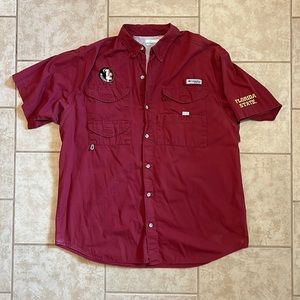 Men’s Medium Columbia PFG FSU button down short sleeve shirt
